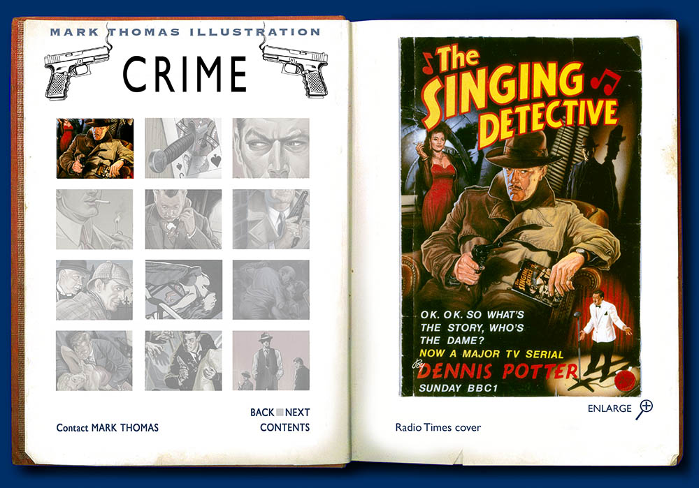 The Singing Detective, Dennis Potter. Crime illustration by Mark Thomas. Please note this is a UK based all image site
