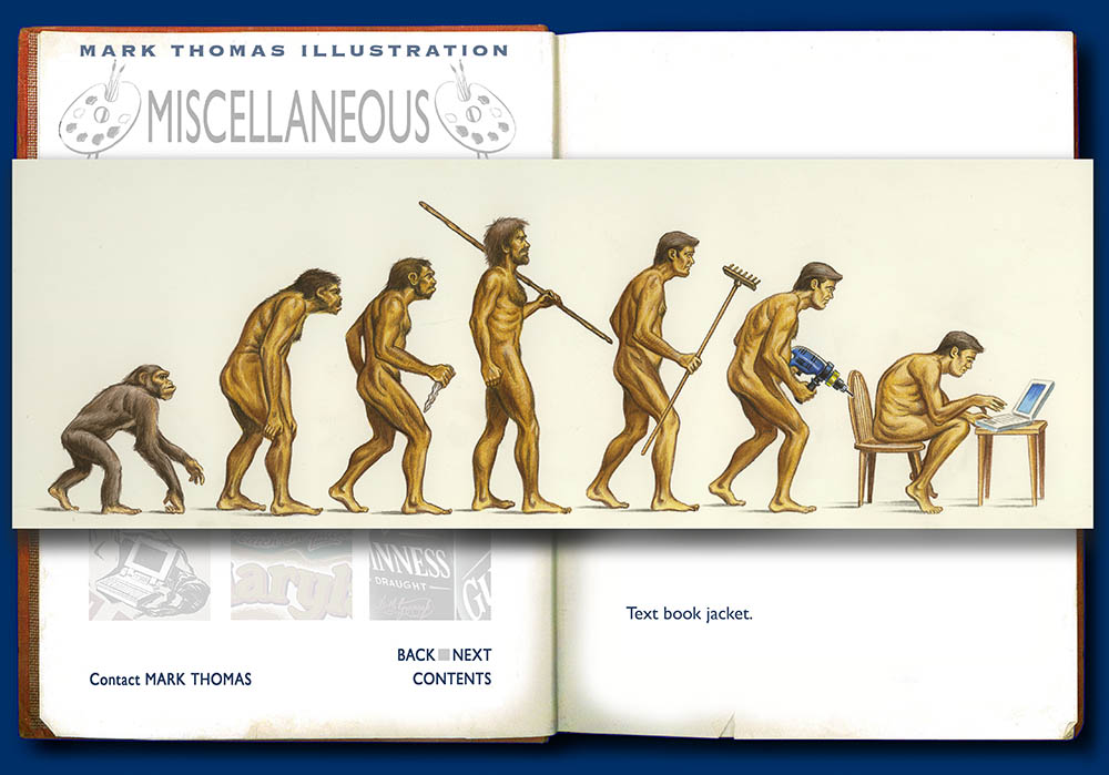 Progress to the Laptop. Illustration by Mark Thomas. Please note this is a UK based all image site